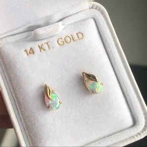 14k Gold Earrings Opal Stud